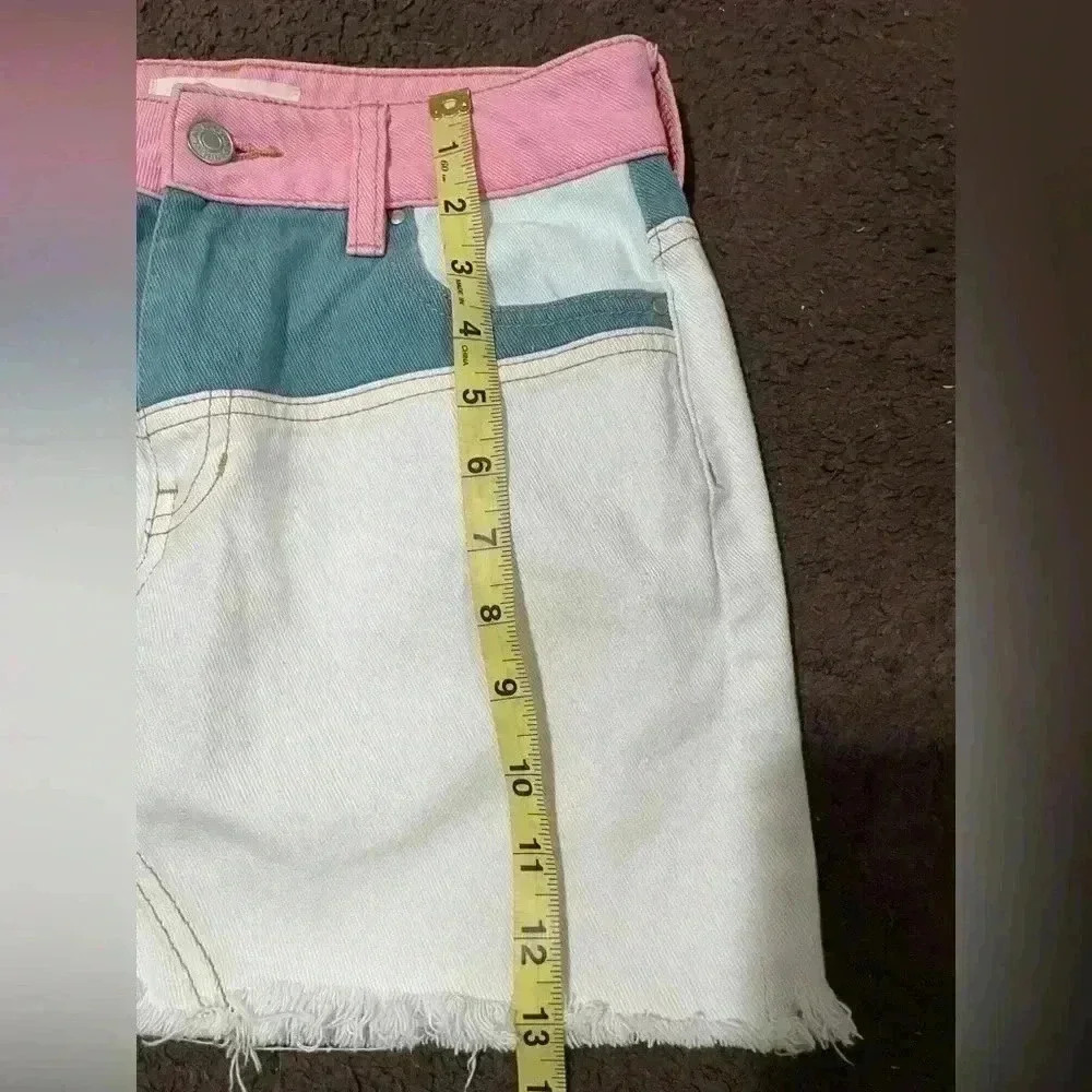 PACSUN MULTI-COLORED DENIM JEAN SKIRT A86 - Picture 8 of 8